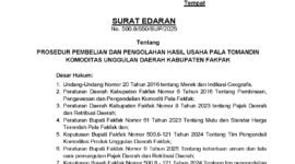Foto. Surat Edaran Wakil Bupati Kabupaten Fakfak yang menegaskan komitmen pemerintah daerah Kabupaten Fakfak terhadap Komoditi Pala Tomandin. 