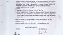 Foto. Pengumuman Pelatihan Dewan Hakim Musabaqah Tilawatil Qur’an (MTQ) tingkat Kabupaten Fakfak.